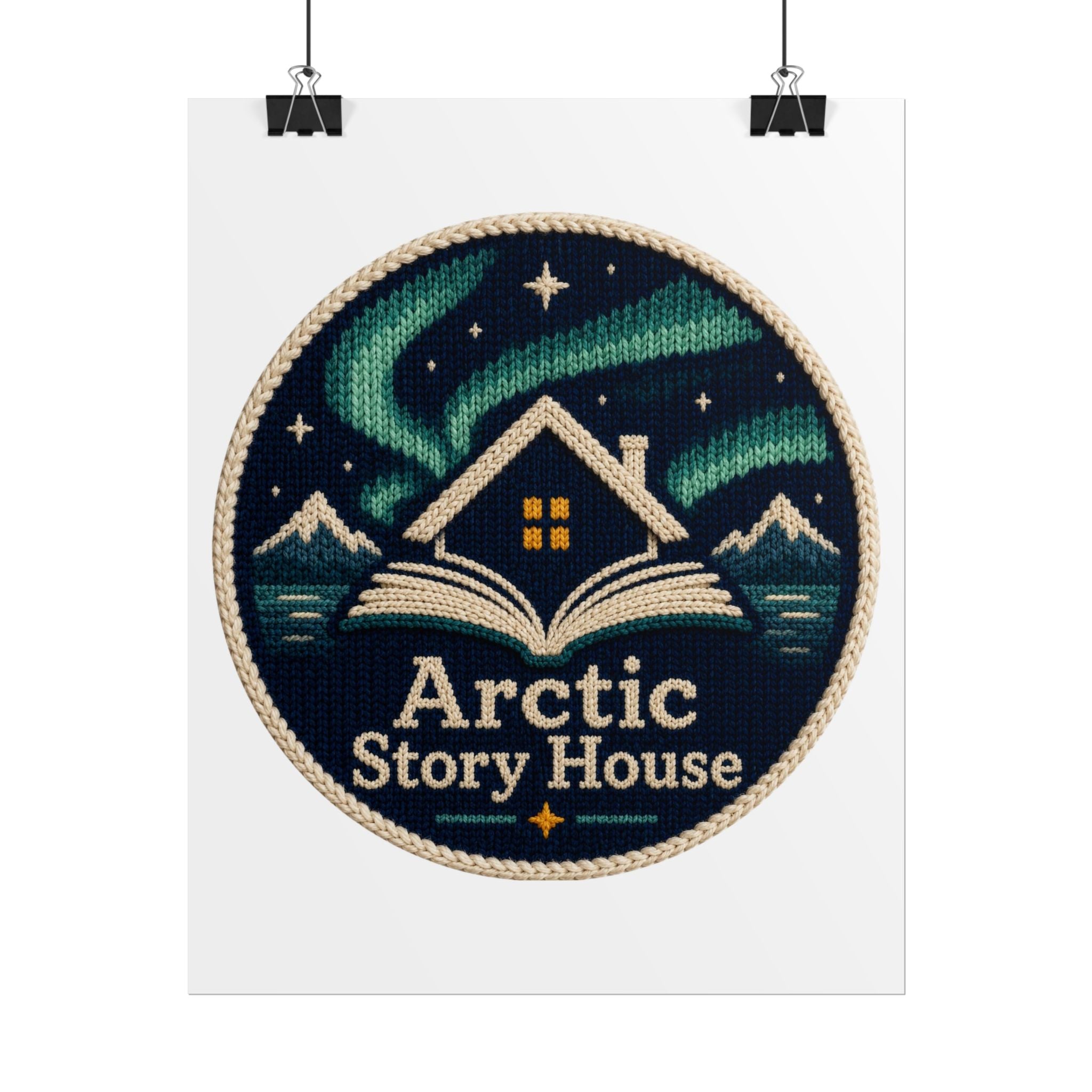 Arctic Story House Poster — Northern Lights Cozy Reading Print