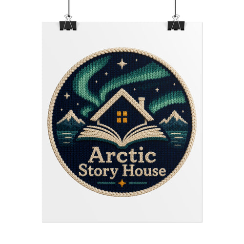 Arctic Story House Poster — Northern Lights Cozy Reading Print