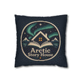 Arctic Story House Decorative Pillowcase — Northern Lights Cozy Cabin Throw Pillow Cover