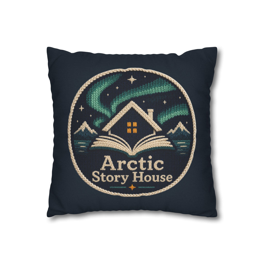 Arctic Story House Decorative Pillowcase — Northern Lights Cozy Cabin Throw Pillow Cover