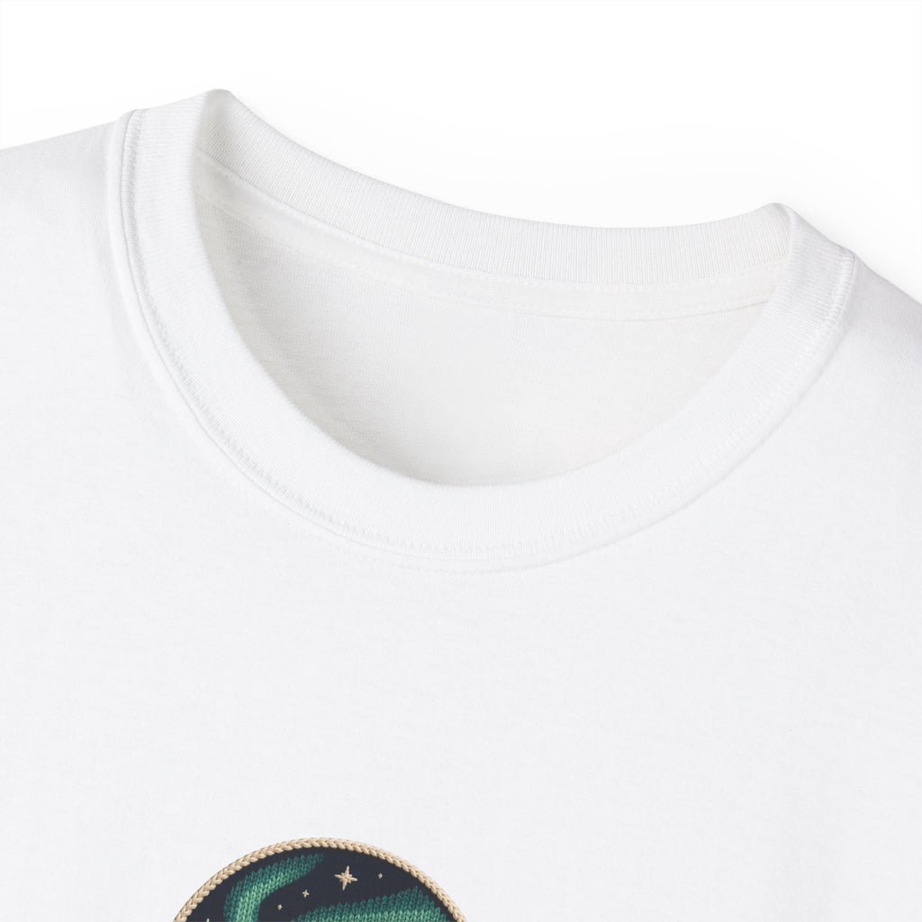 Arctic Story House T-Shirt — Northern Lights Cabin Badge Tee
