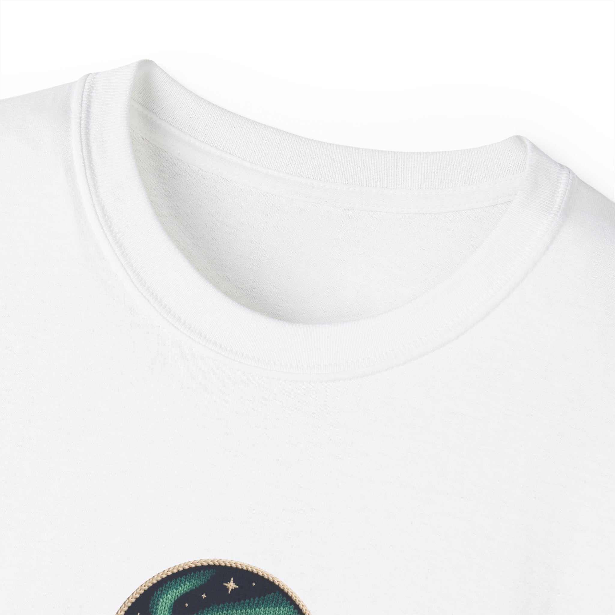 Arctic Story House T-Shirt — Northern Lights Cabin Badge Tee