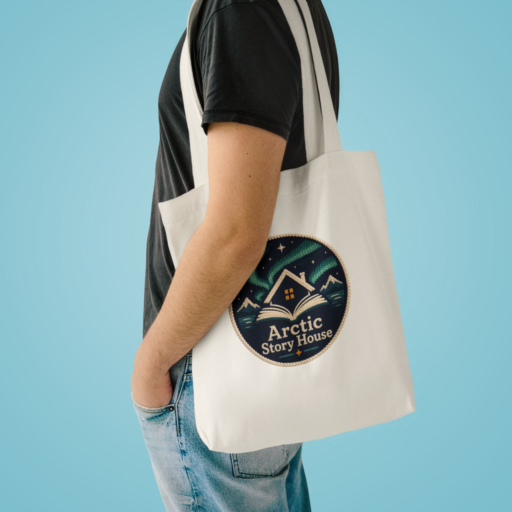 Arctic Story House Tote Bag – Northern Lights Cabin Cotton Shopper