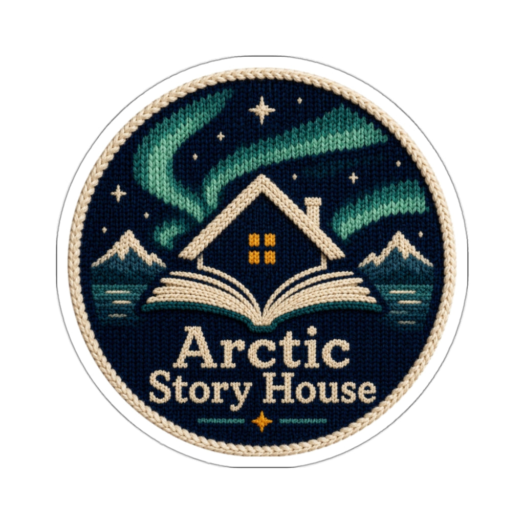 Arctic Story House Sticker — Northern Lights Cozy Reading Die-Cut Sticker