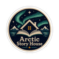 Arctic Story House Sticker — Northern Lights Cozy Reading Die-Cut Sticker
