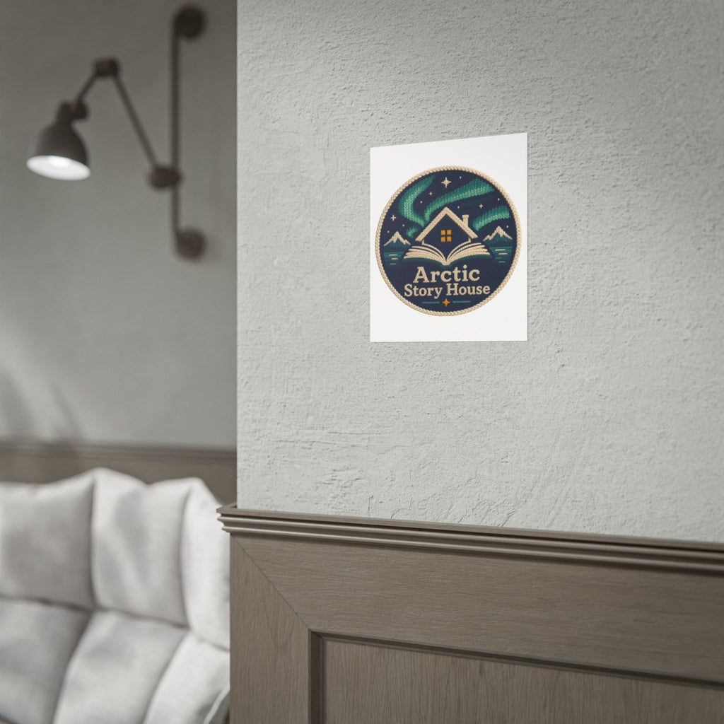 Arctic Story House Poster — Northern Lights Cozy Reading Print