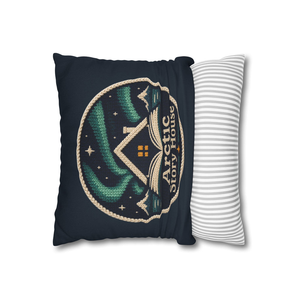 Arctic Story House Decorative Pillowcase — Northern Lights Cozy Cabin Throw Pillow Cover