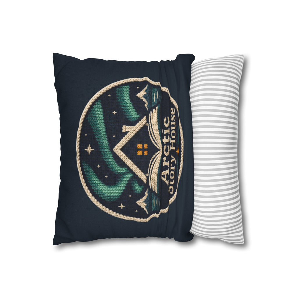 Arctic Story House Decorative Pillowcase — Northern Lights Cozy Cabin Throw Pillow Cover