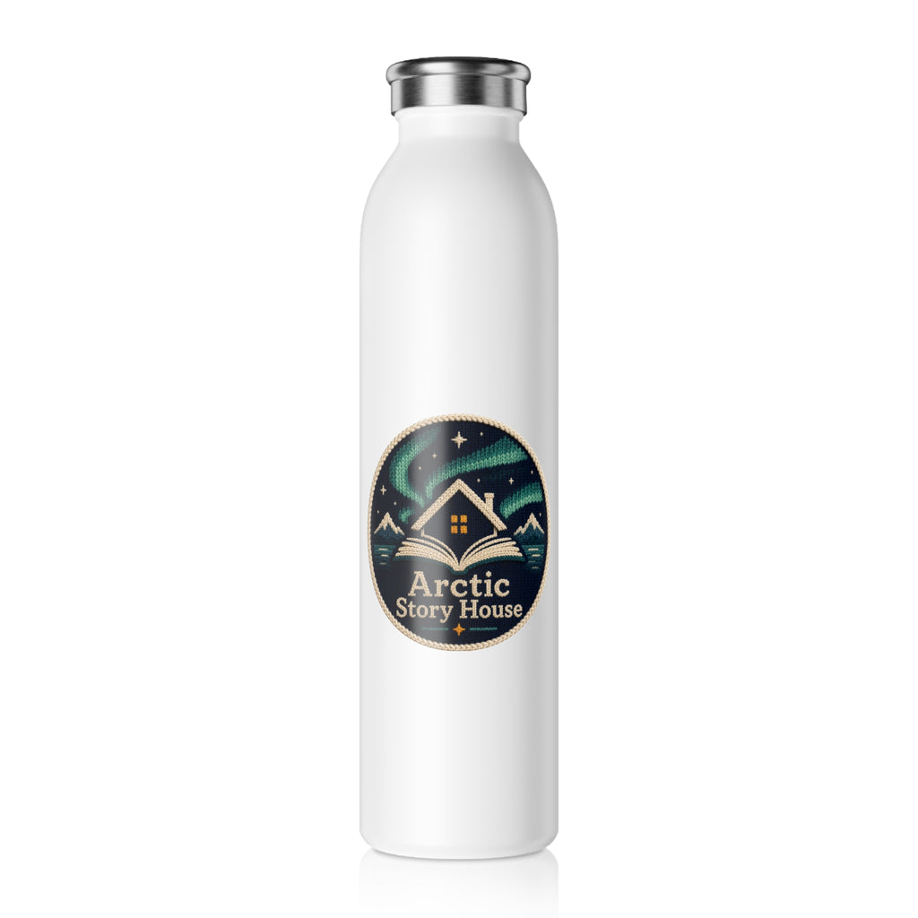 Arctic Story House Slim Water Bottle — Northern Lights Cabin Stainless Flask